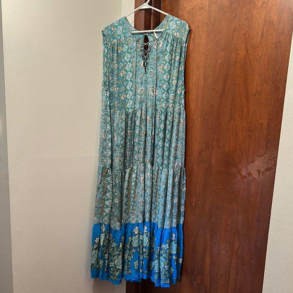 Free People Blue Sleeveless Sundress Maxi
